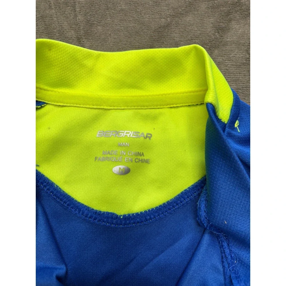 BERGRISAR Men's‎ Blue Yellow Cycling Jersey Short Sleeve Zipper M